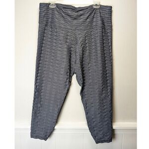 Lola Getts Gray Textured Honeycomb High Waist Leggings Womens 2X Made in USA